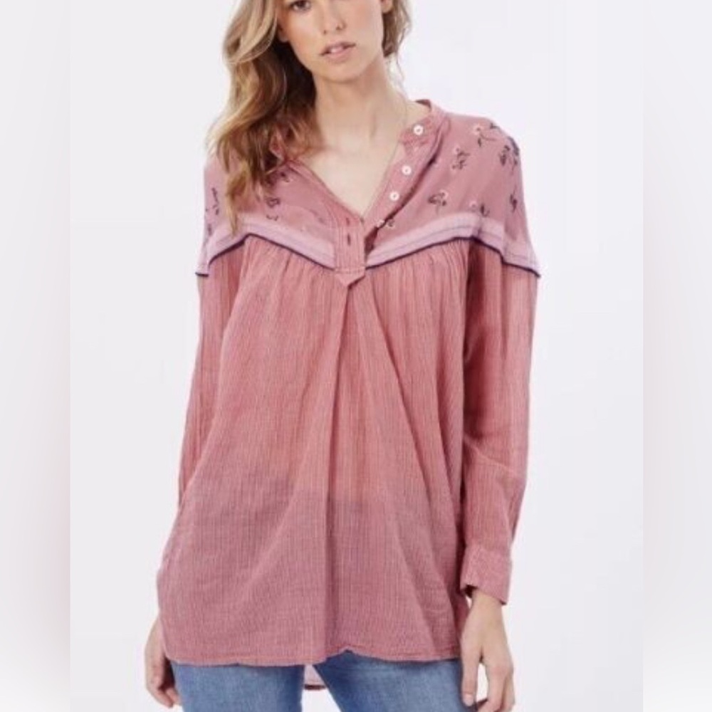 NWT Free People Hearts and Colors Blouse in Rose